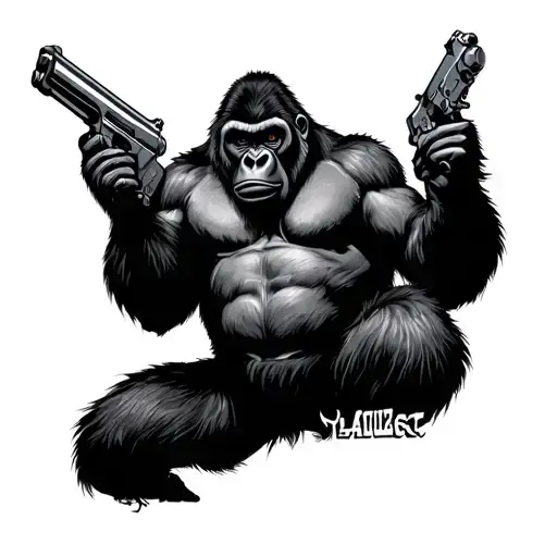 Gorilla Holding Guns