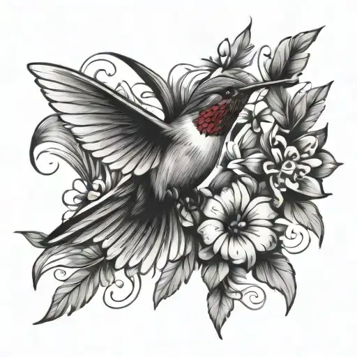 Cancer Ribbon Hummingbird Flower