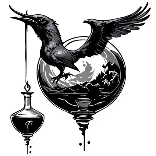 Raven Moon Potion Bottle