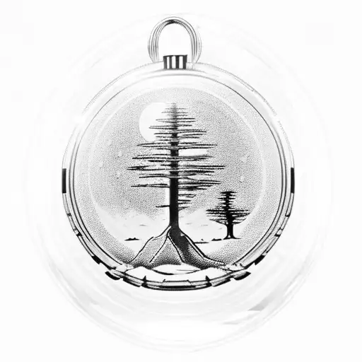 Pocket Watch Ufo Alien Trees Astrology