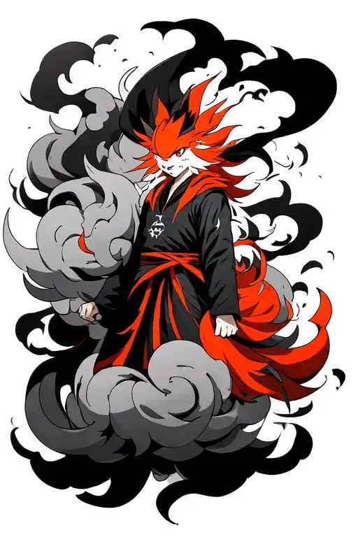 Kurama With Akatsuki Cloud Artwork