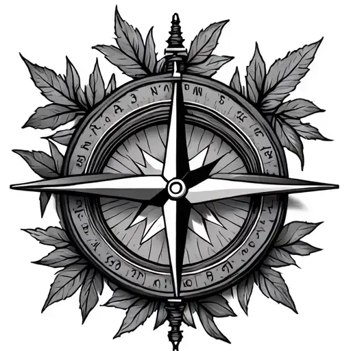 Compass With Leaves Infinity Sign Underneath