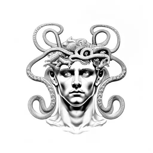 Perseus With Medusa's Snake In His Head