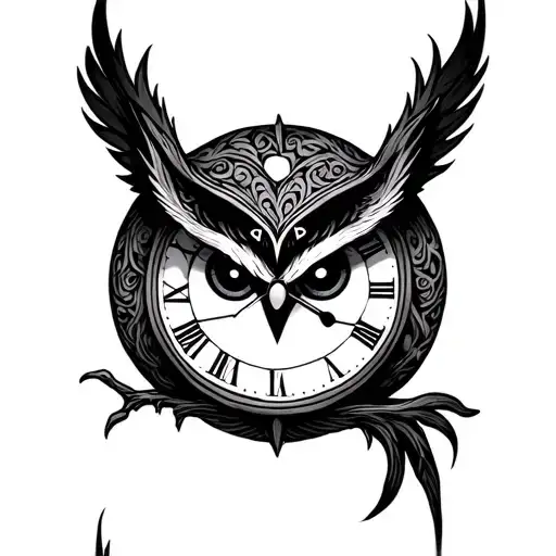 Owl Clock Eye Symbol Integrated