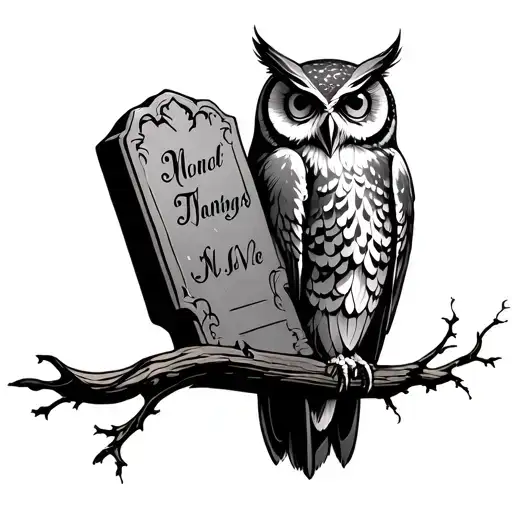 Owl With Nice Gravestone Engraved With Name