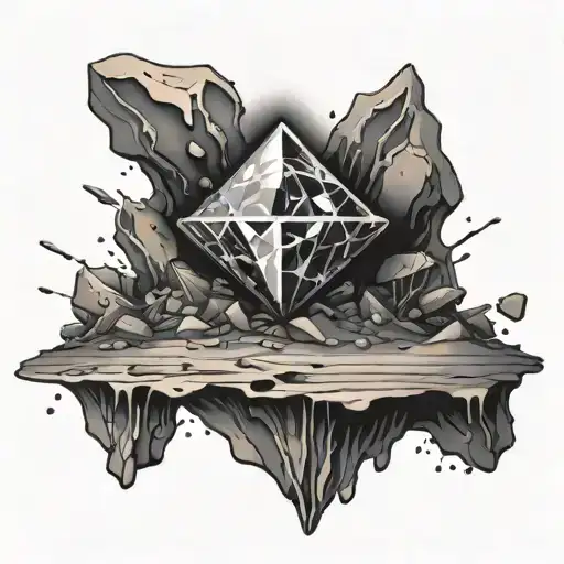 A Diamond Melting Into The Ground Full Of Dirt