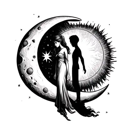 Girl On Moon And Boy On Sun