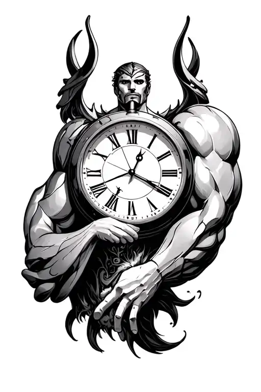 Titan Atlas Holding Clock On Shoulders Blend Seamlessly