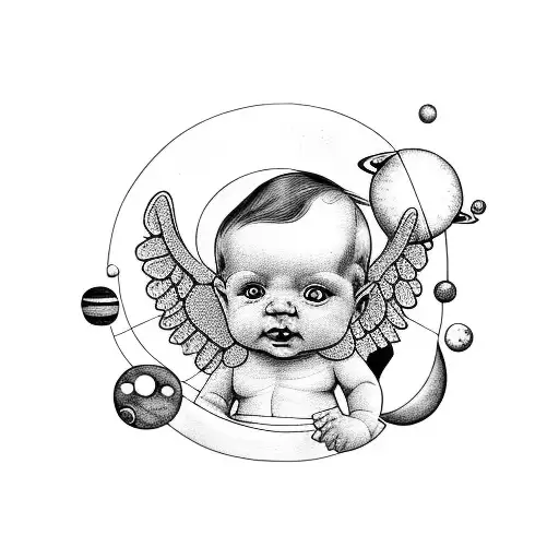 Baby Angel With Planets