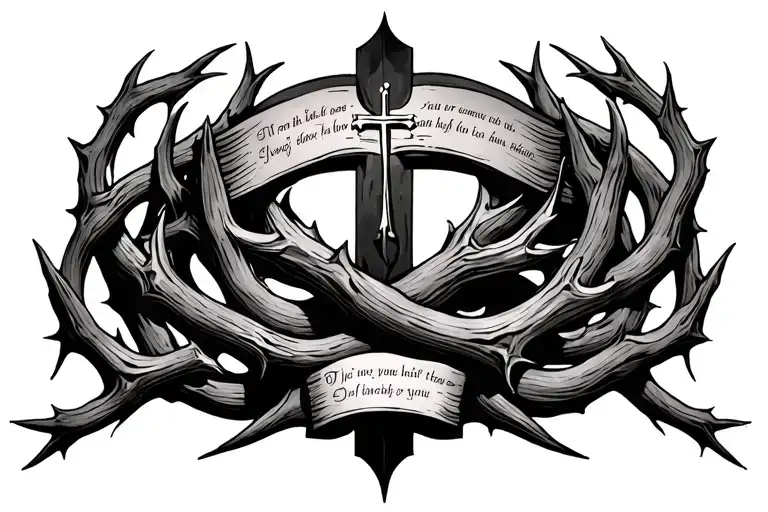 Thorns With A Cross And Bible Verse Intertwined