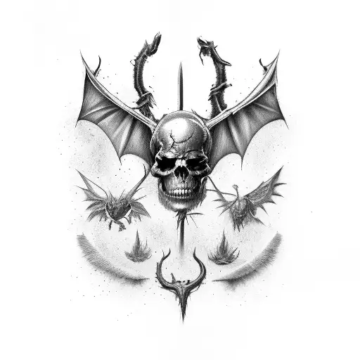 Ribcage With Bat Wings