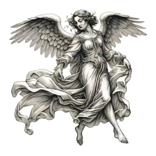 I Want A Renaissance Angel Dancing With A Woman With Long Flowing Gowns