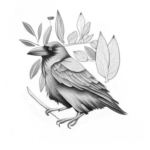 Raven Holding An Olive Branch
