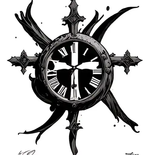 Warped Clock With A Cross