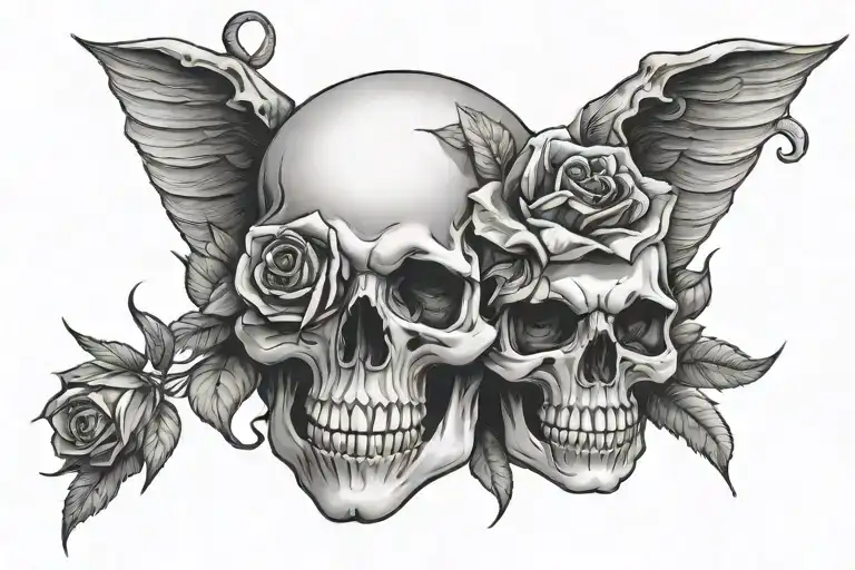 Rose Inside Skull And Lucifer Ey Sign