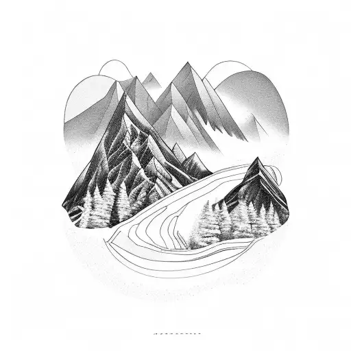 Mountain Scene With Curvy Path