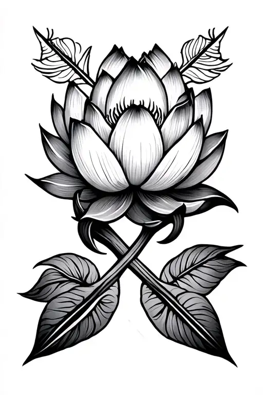 Lotus Flower Arrows Representing Progress Intertwined With Elements