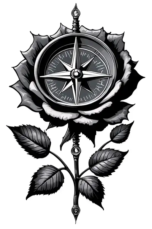 Compass Above Rose Sleeve