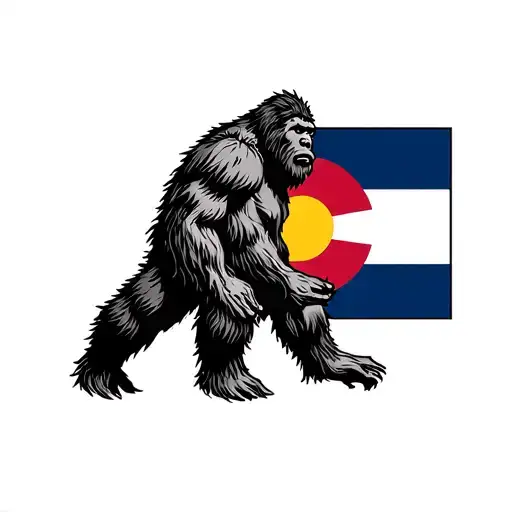 Bigfoot And Colorado Flag Intertwined
