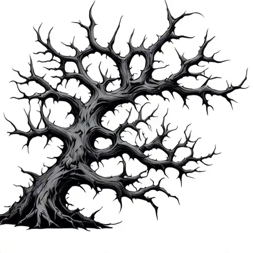 A Thorn Tree With Large Thorns Growing