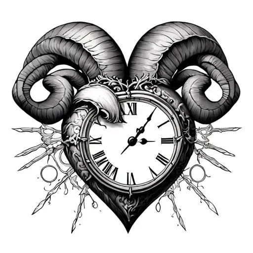 Aries Zodiac Sign Heart Clock April 11
