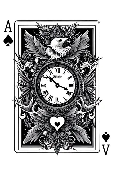 Ace Of Spdes And Clock