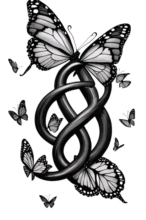 Infinite Symbol With Butterflies Fluttering