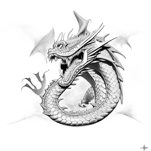 Dragon Rodeando Un Brazo Completo Lleno De Cadenas