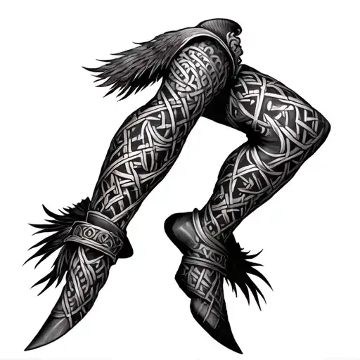 Macleod Of Lewis Colour Matching This Tartan Colour And Warrior Celtic Theme Legs Sleeve