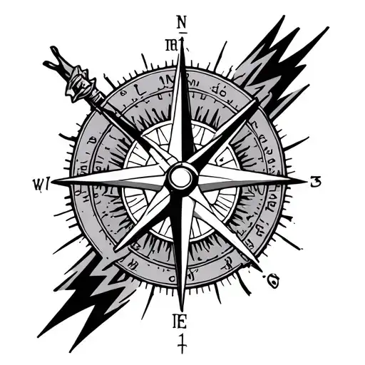 Forearm Sleeve Tattoo With A Compass And Lightening