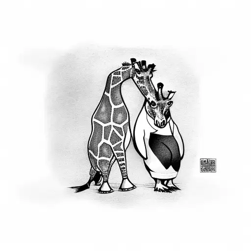 Giraffe With Penguin