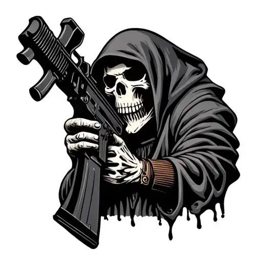 Grim Reaper Holding Ar 15