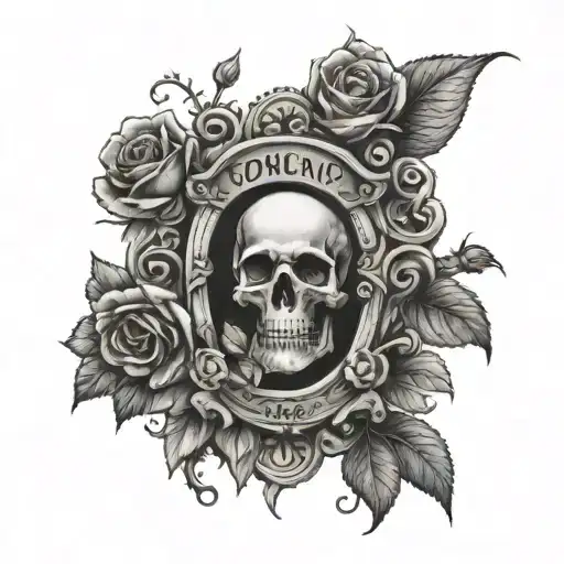 Momento Mori Tombstone With Rose Growing