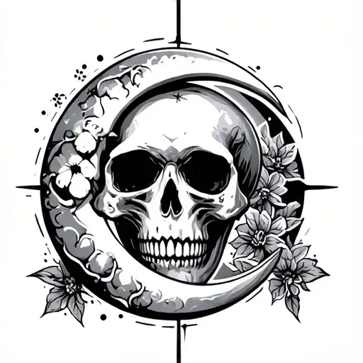 Skull And Crescent Moon