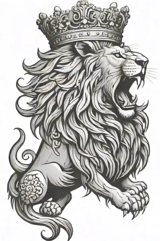 Lion Wearing A Crown Roaring Lion