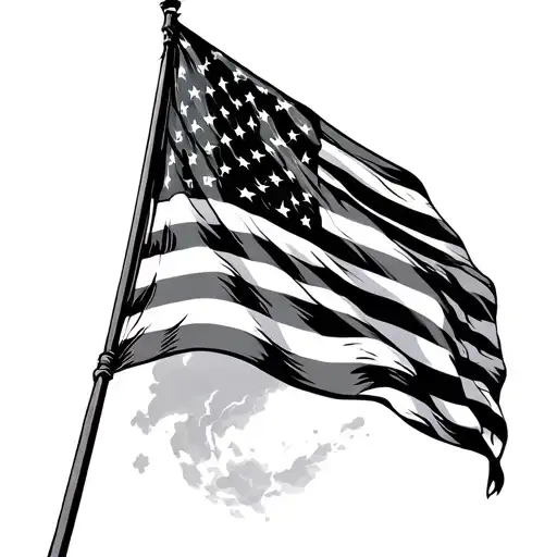 Patriotic Flag Waving Black And White