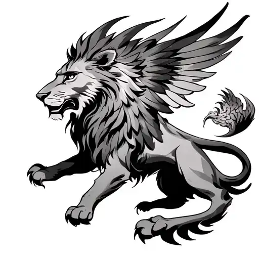 Hybrid Lion And Phoenix Action Pose