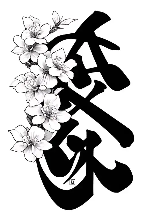 The Word Rakas And Cherry Blossoms