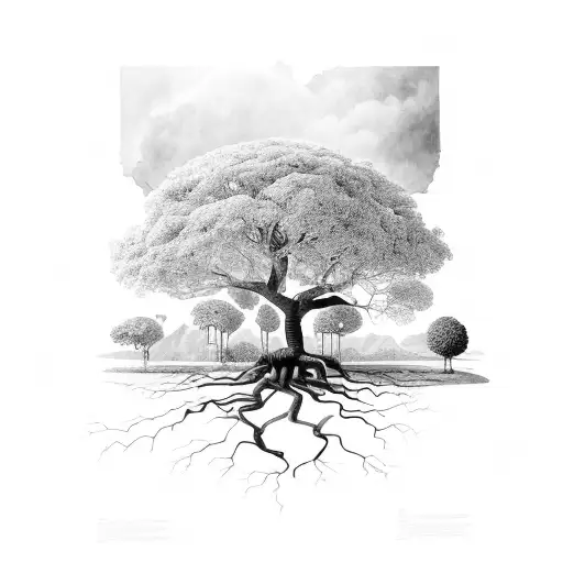 Brazilian Large Fig Tree With Small And Large Exposed Roots