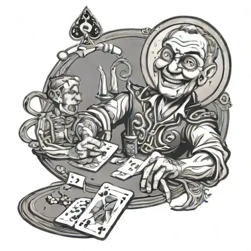 Moon Caricature Playing Poker