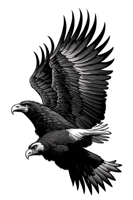 Bald Eagle Landing Open Wings Spread Wide