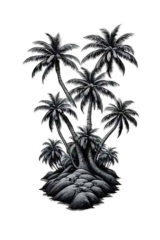 Multiple Palm Tree Growing