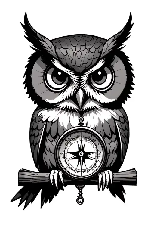 Owl Holding Compass