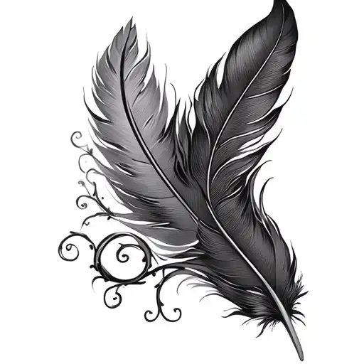 Feather And Vine Wrap Tattoo Design