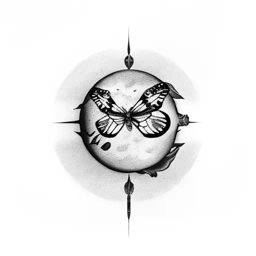 Forearm Moon With Butterfly