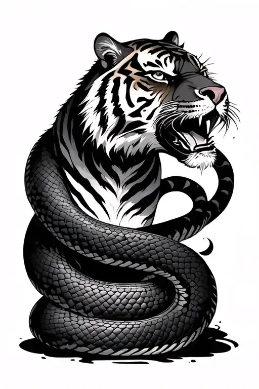 Tiger And Snake Coiled
