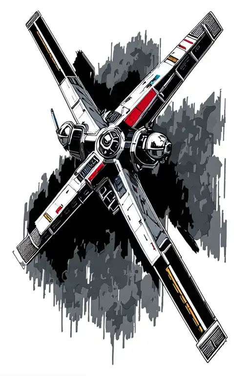 A Single Black And White X-wing In A White Backdrop