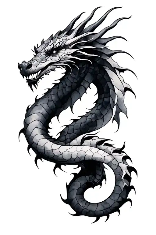 Watercolour Dragon Leg Tattoo Design