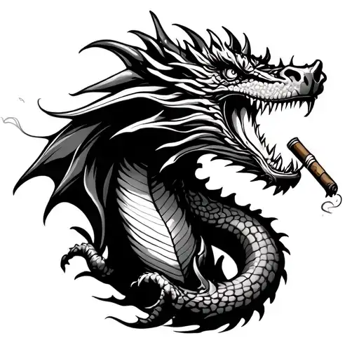 Smoking Dragon With Cigar