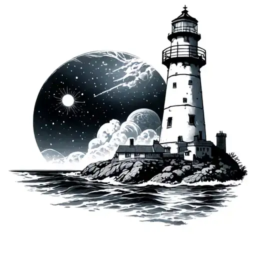 Corsican Lighthouse With The Universe